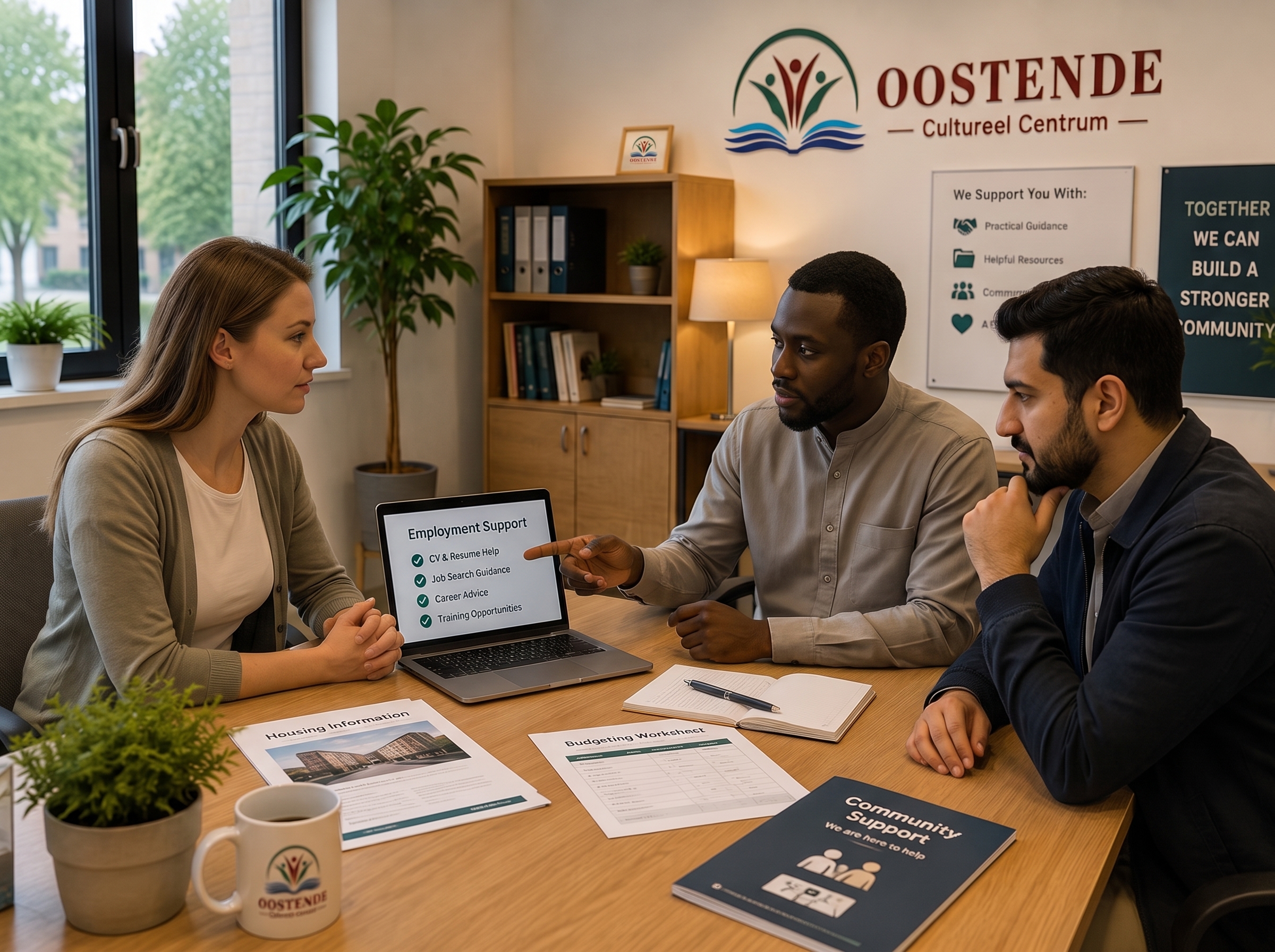 Een medewerker biedt praktische begeleiding aan inwoners en families